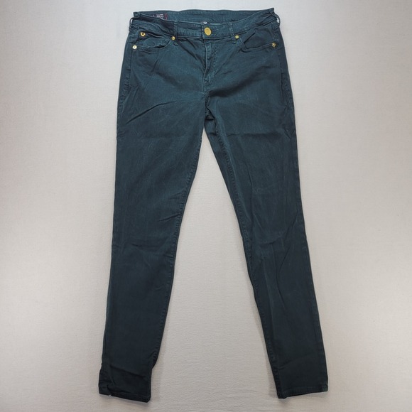True‎ Religion Jeans 30 Green Jennie Curvy Skinny Stretch Mid Rise Denim - Picture 1 of 12